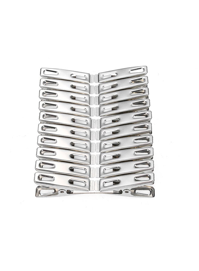 Generic - 20-Piece Stainless Steel Clothes Clips Silver 2x9x0.056cm - Image 1
