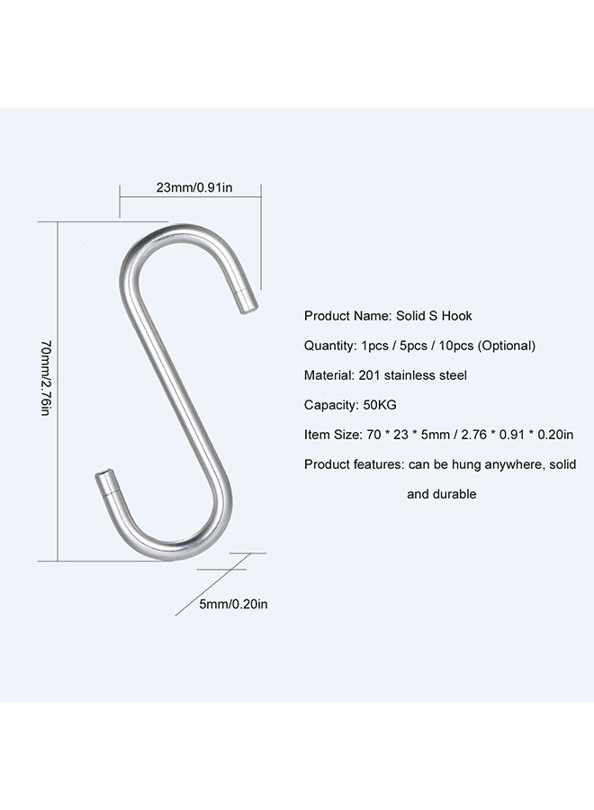 10-Piece Stainless Steel S Shaped Hook Silver 1.50x11x0.25cm  - Image 3