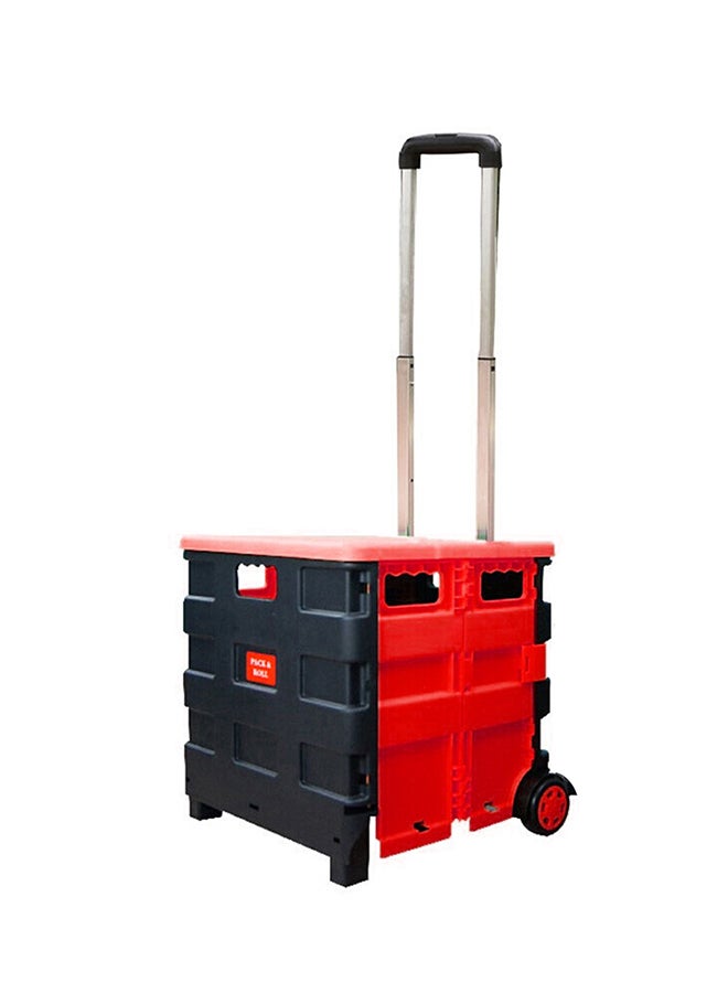 Two Wheeled Folding Shopping Bag Cart Black/Red 14x44x2.82centimeter - Image 1