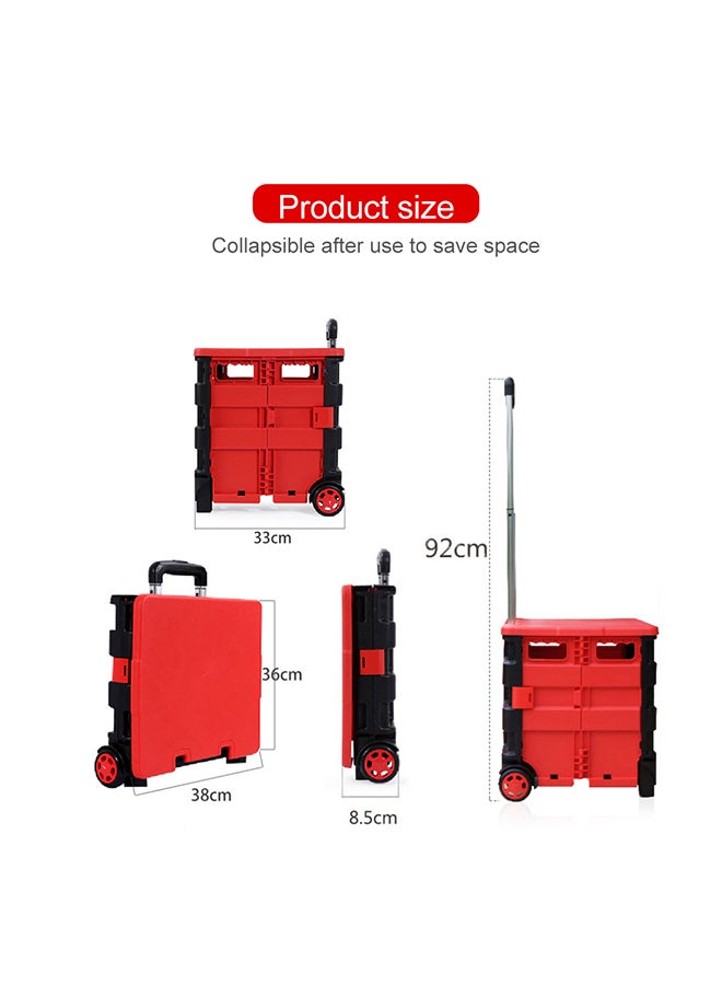 Two Wheeled Folding Shopping Bag Cart Black/Red 14x44x2.82centimeter - Image 3