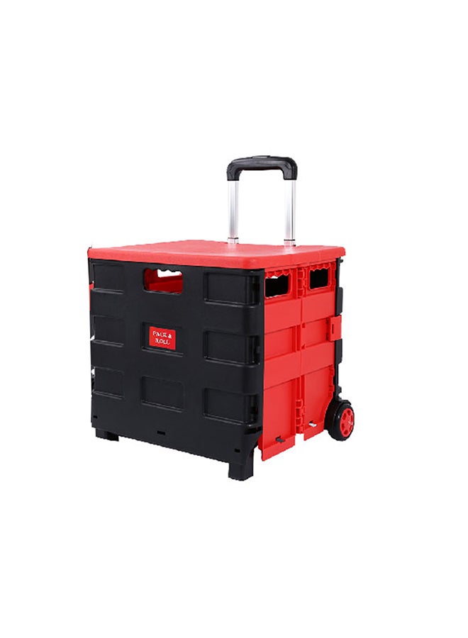 Two Wheeled Folding Shopping Bag Cart Black/Red 14x44x2.82centimeter - Image 2