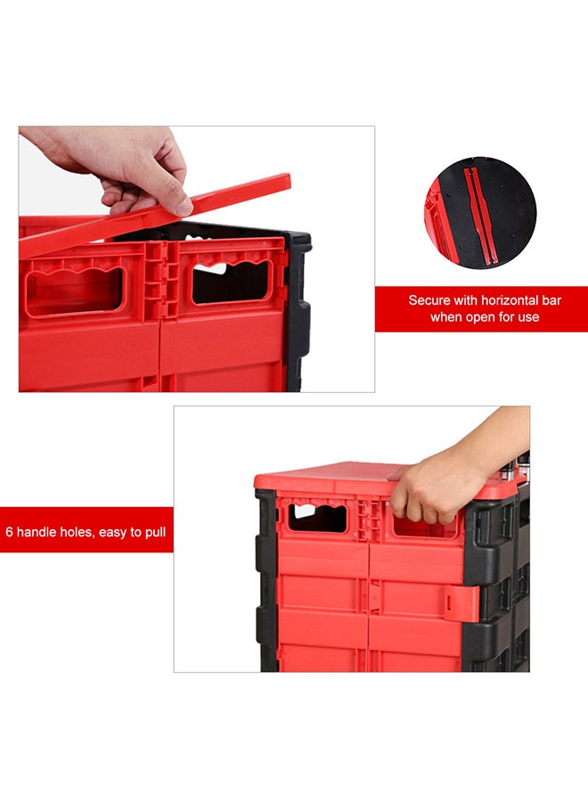 Two Wheeled Folding Shopping Bag Cart Black/Red 14x44x2.82centimeter - Image 4