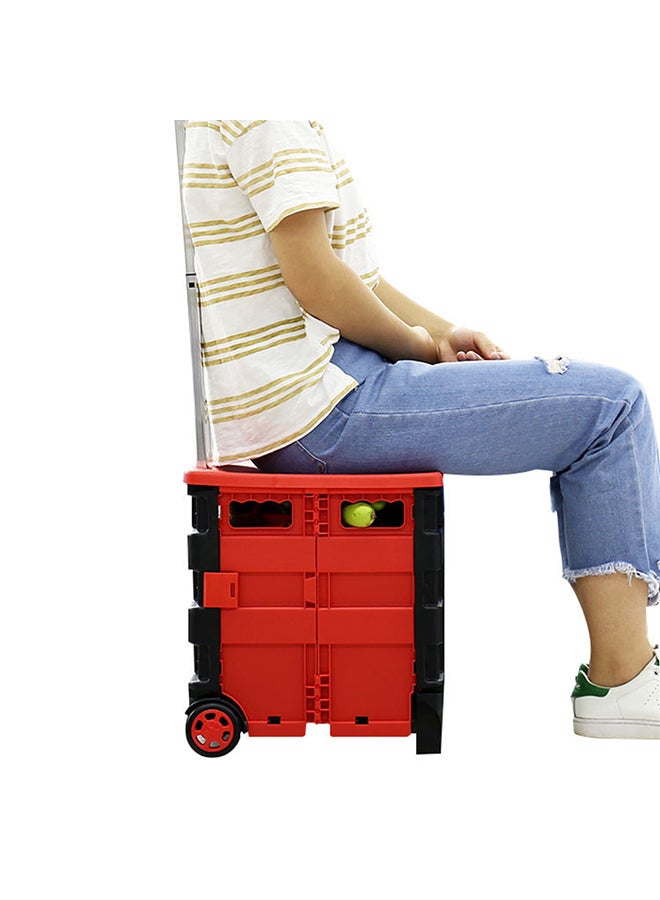 Two Wheeled Folding Shopping Bag Cart Black/Red 14x44x2.82centimeter - Image 5