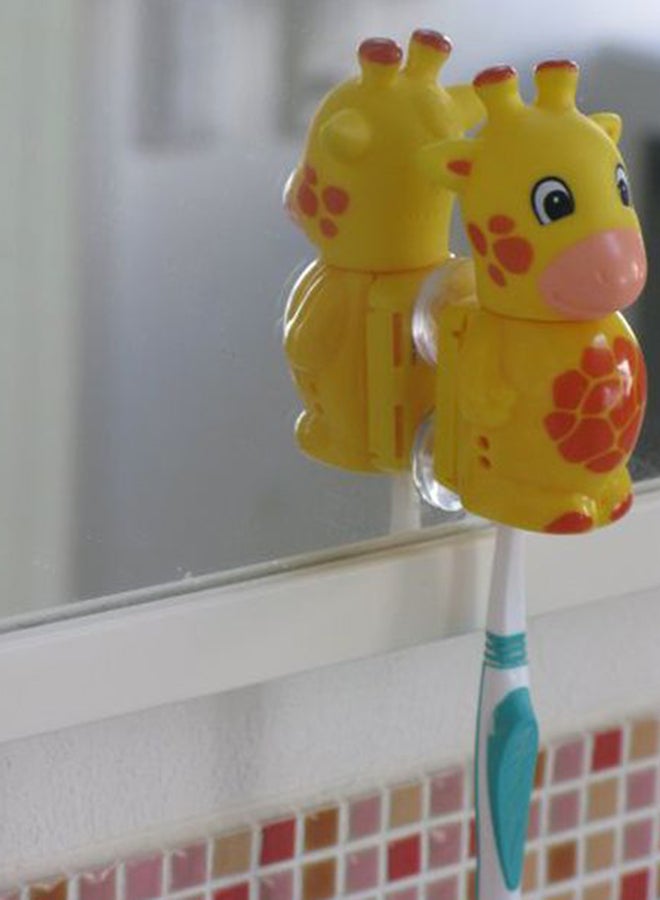 Flipper Giraffe Shaped Tooth Brush Holder Yellow/Red 6x13x18cm - Image 2