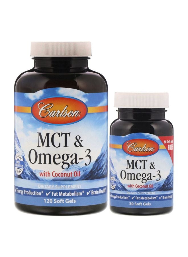 Carlson Labs MCT And Omega-3 Dietary Supplement - 130 Soft Gels 