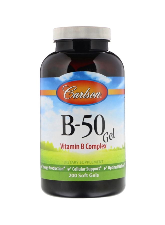 Carlson Labs B-50 Gel Vitamin B Complex Dietary Supplement - 200 Soft Gels 