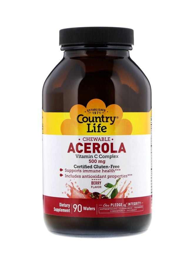 Country Life Acerola Vitamin C Chewable 500mg - 90 Wafers