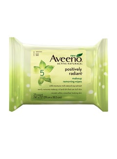 Aveeno 25-Piece Positively Radiant Makeup Removing Wipe 7.4 x 7.2inch  - Image 1
