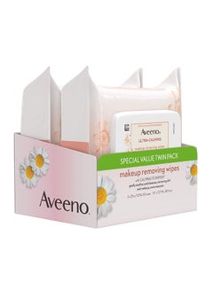 Aveeno Pack Of 2 Ultra-Calming Makeup Removing Wipe 7.4 x 7.2inch  - Image 1