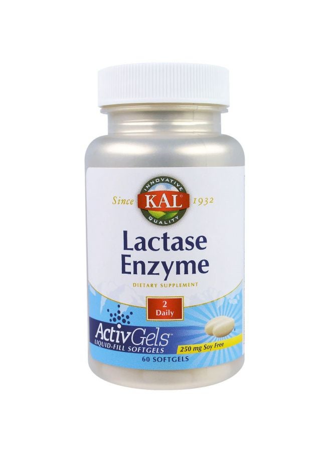KAL Lactase Enzyme Dietary Supplement 250mg - 60 Softgels