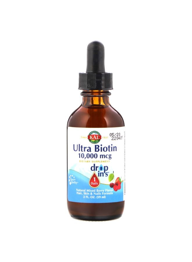 KAL Ultra Biotin Drop Ins Dietary Supplement 10000mcg - Natural Mixed Berry