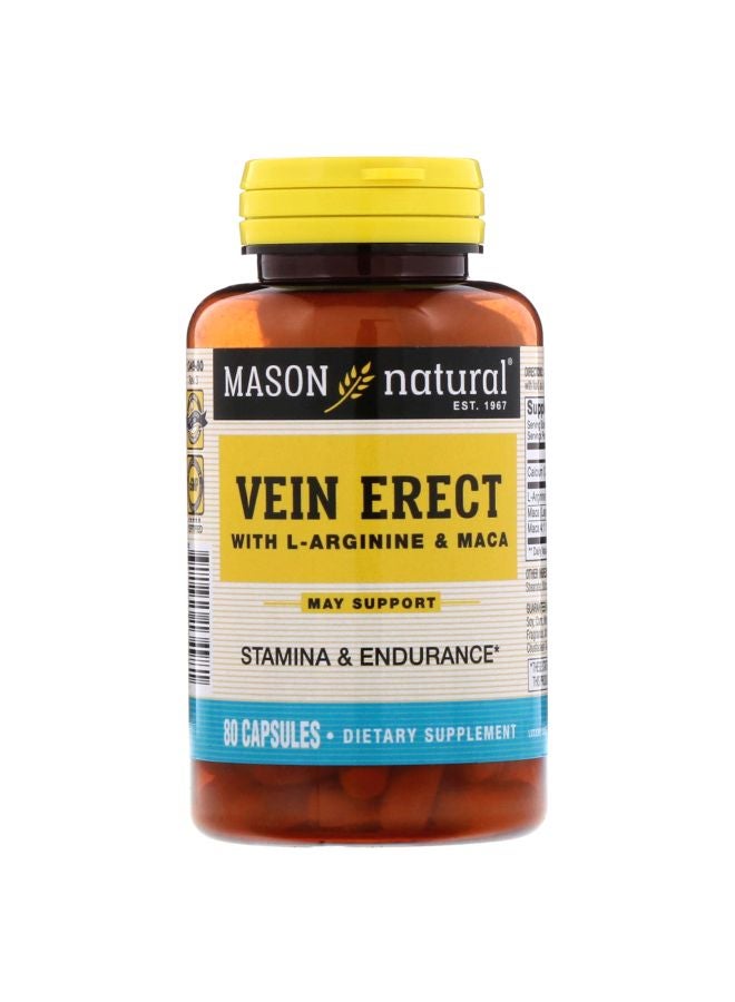 Mason Natural Vein Erect With L-Arginine And Maca May Support Dietary Supplement - 80 Capsules