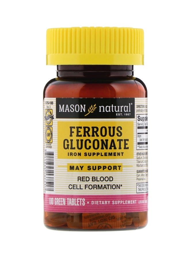 Mason Natural Ferrous Gluconate Iron Dietary Supplement - 100 Tablets