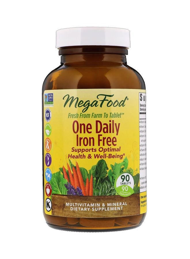 MegaFood One Daily Iron Free Multivitamin And Mineral Dietary Supplement - 90 Tablets 