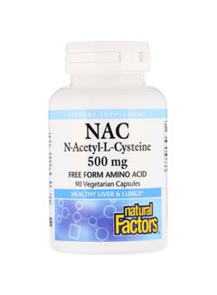natural Factors NAC N-Acetyl-L Cysteine Dietary Supplement 500 mg - 90 Vegetarian Capsules 