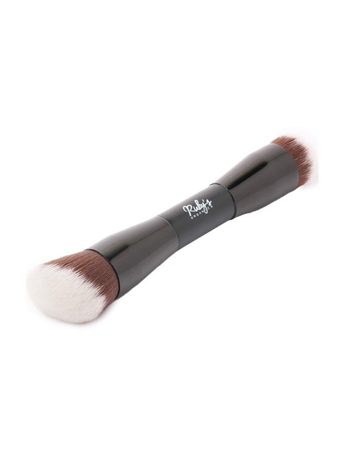 Ruby's Organics Dual Ended Foundation Makeup Brush Black/Brown  - Image 1