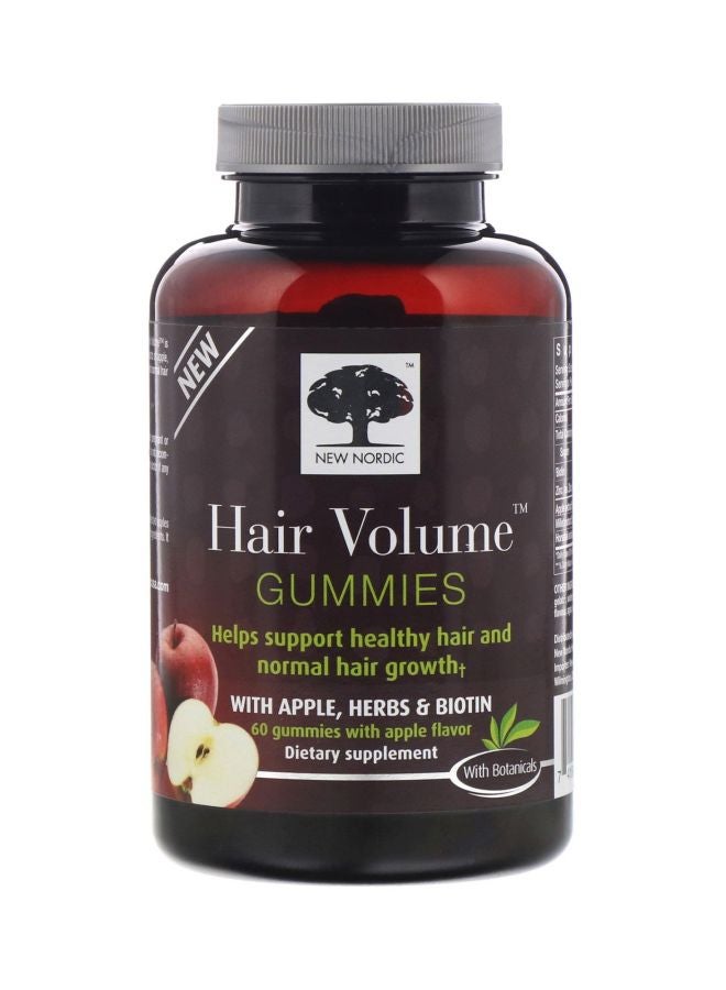 New Nordic Hair Volume Gummies Dietary Supplement - Apple Flavor - 60 Gummies 