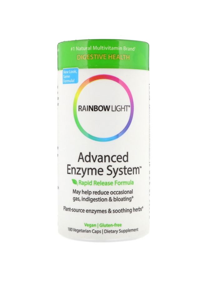 Rainbow Light Advanced Enzyme System Rapid Release Formula Dietary Supplement - 180 Vegetarian Caps