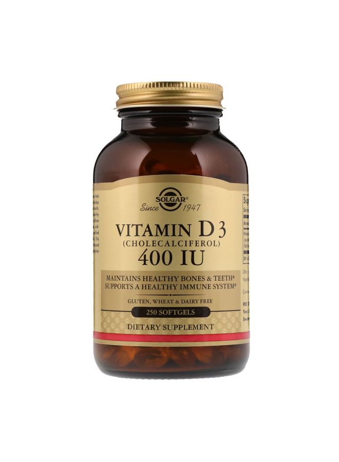 Solgar Vitamin D3 Cholecalciferol 400 IU Dietary Supplement - 250 Softgels