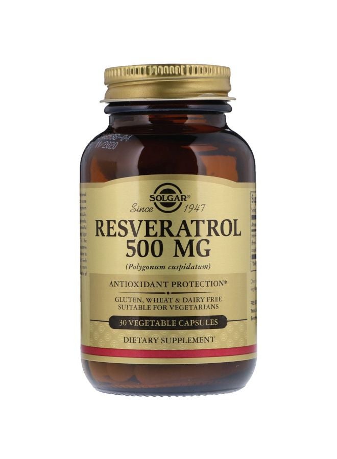 Solgar Resveratrol Dietary Supplement 500mg - 30 Vegetable Capsules