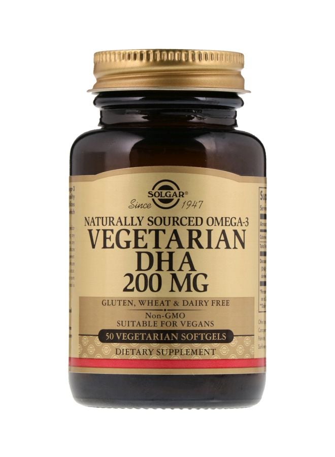 Solgar Naturally Sourced Omega-3 Dietary Supplement 200 mg - 50 Vegetarian Softgels