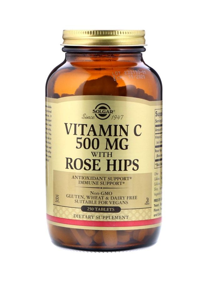 Solgar Vitamin C With Rose Hips Dietary Supplement 500mg - 250 Tablets
