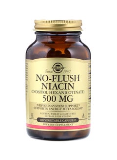 Solgar No-Flush Niacin Dietary Supplement 500 mg - 100 Vegetable Capsules 