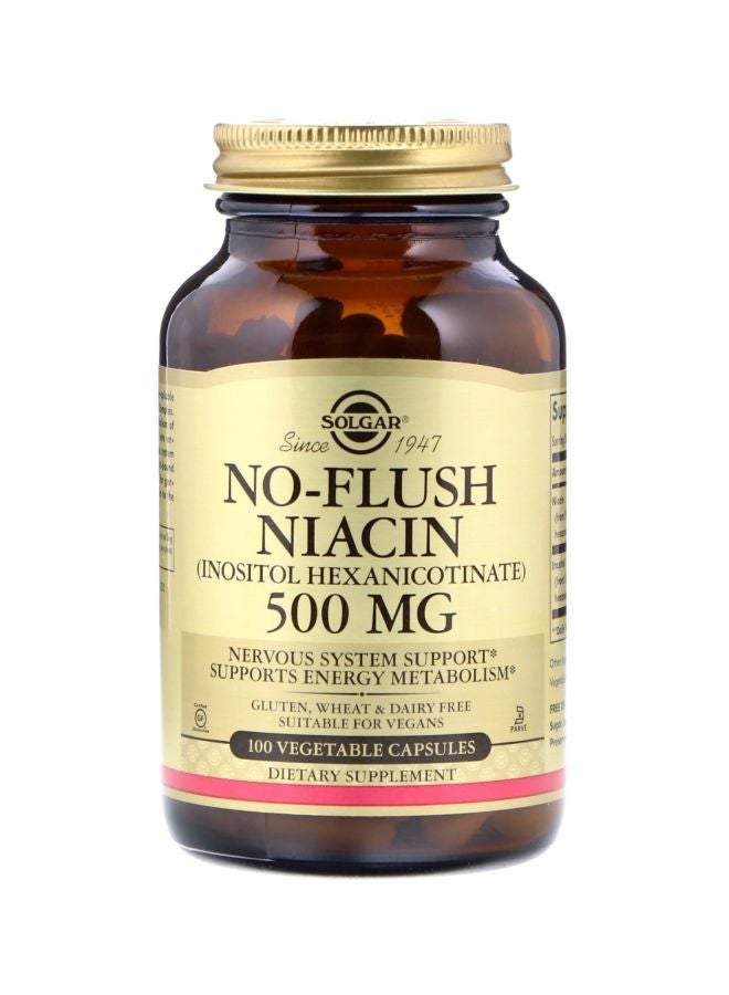 Solgar No-Flush Niacin Dietary Supplement 500 mg - 100 Vegetable Capsules