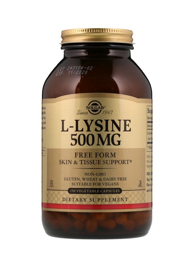 Solgar L-Lysine Dietary Supplement 500mg - 250 Capsules
