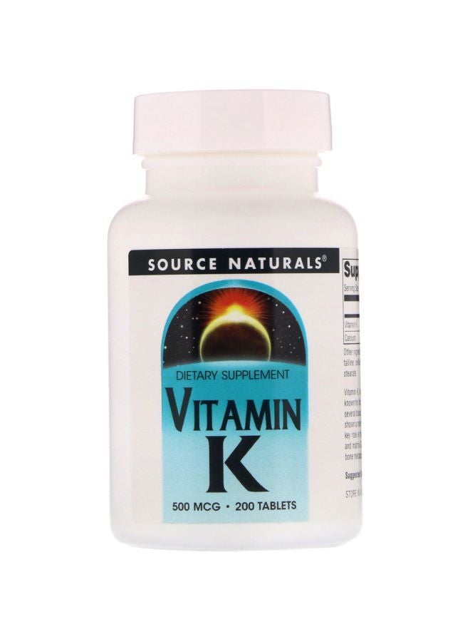 Vitamin K 500 mcg Dietary Supplement - 200 Tablets