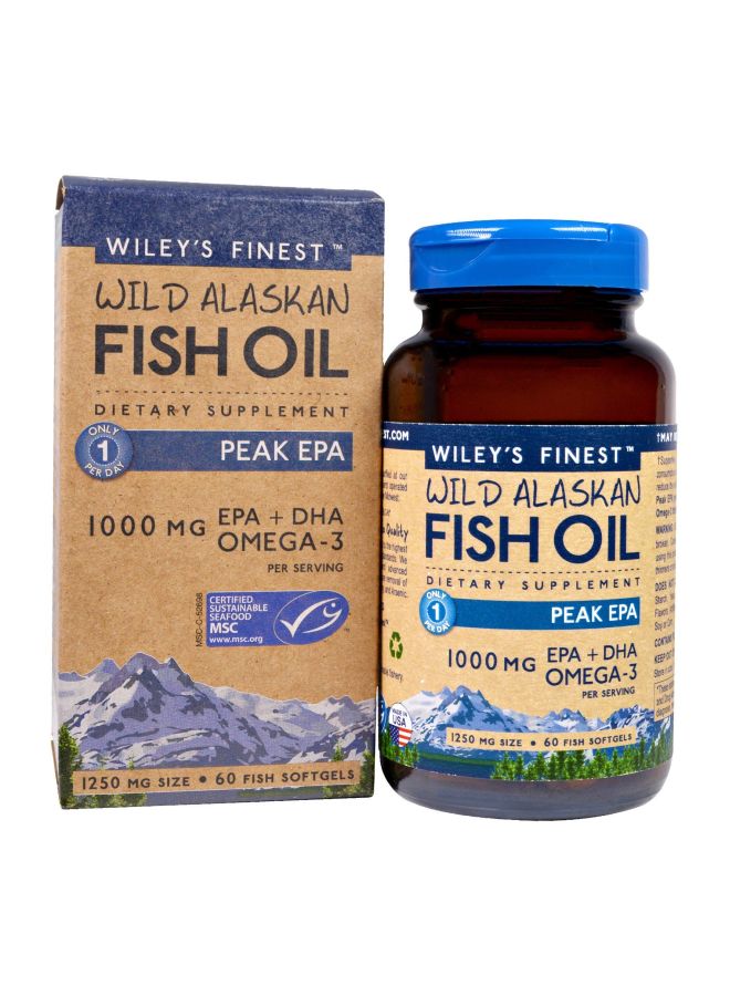 Wiley's Finest Wild Alaskan Fish Oil Dietary Supplemet 1250mg - 60 Softgels