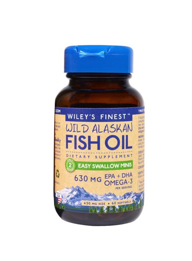 Wiley's Finest Wild Alaskan Fish Oil Easy Swallow Minis 450 mg Dietary Supplement - 60 Softgels - Image 1