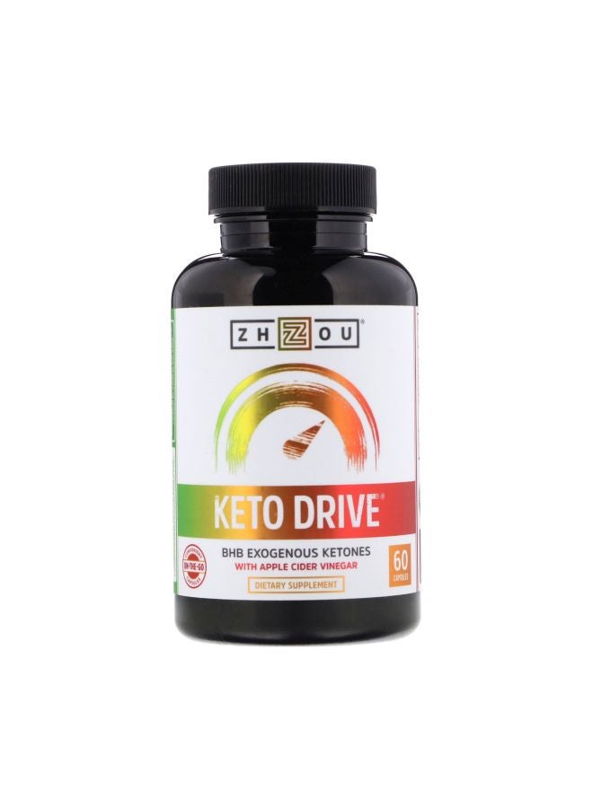 Zhou Nutrition Keto Drive BHB Exogen Ketones Dietary Supplement - 60 Capsules 