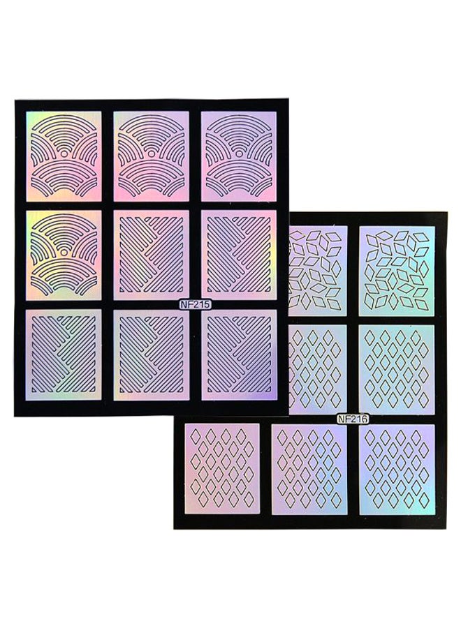 Winstonia Pack Of 2 Waves Stripes And Diamond Nail Art Sheet Multicolour - Image 1