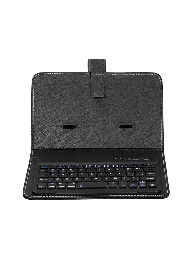Generic Portable PU Leather BT Wireless Keyboard With Protective Case Cover For 4.5-6.8-Inch Tablets Black  - Image 3