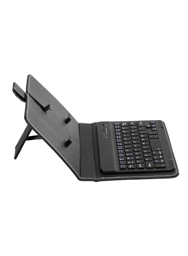 Generic Portable PU Leather BT Wireless Keyboard With Protective Case Cover For 4.5-6.8-Inch Tablets Black  - Image 4