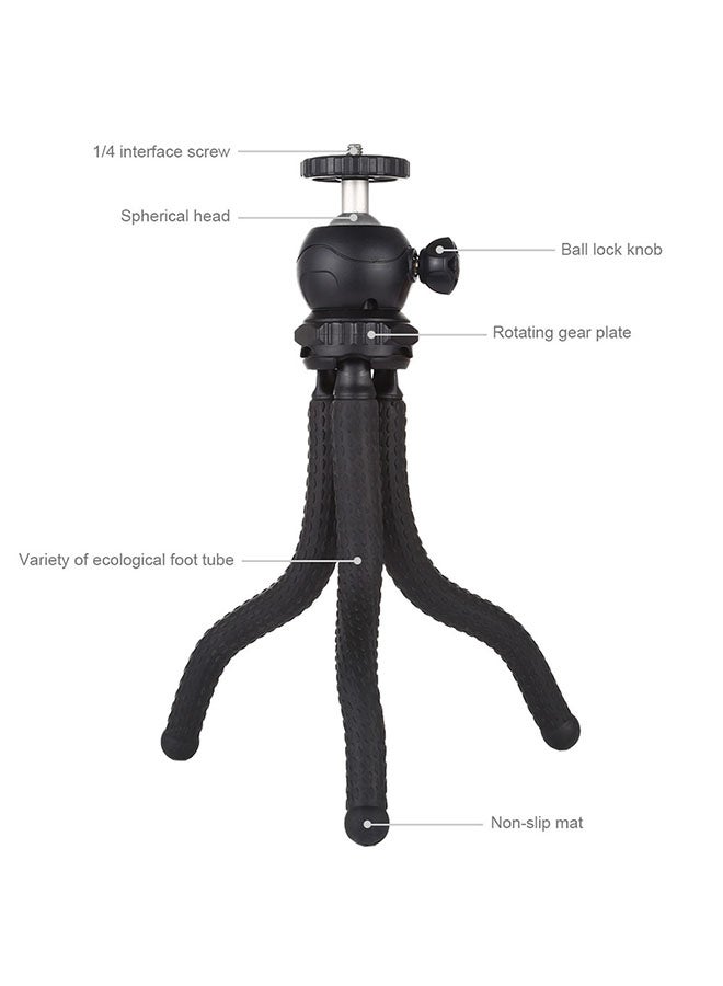 Generic Flexible Hose Sponge Octopus Tripod  With Ball Head Small Black  - Image 5