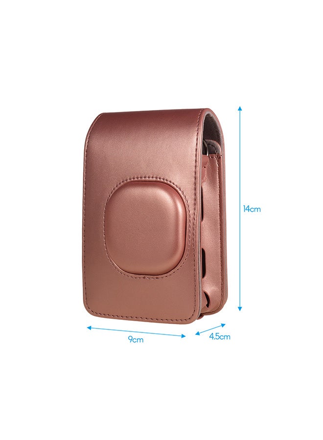 Generic Compact Size Instant Camera Case Bag PU Leather with Shoulder Strap Compatible with Fujifilm Fuji Instax mini LiPlay Rose Gold  - Image 3