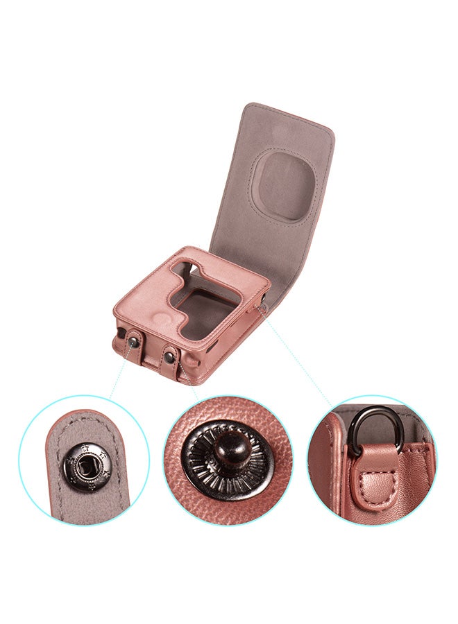 Generic Compact Size Instant Camera Case Bag PU Leather with Shoulder Strap Compatible with Fujifilm Fuji Instax mini LiPlay Rose Gold  - Image 5