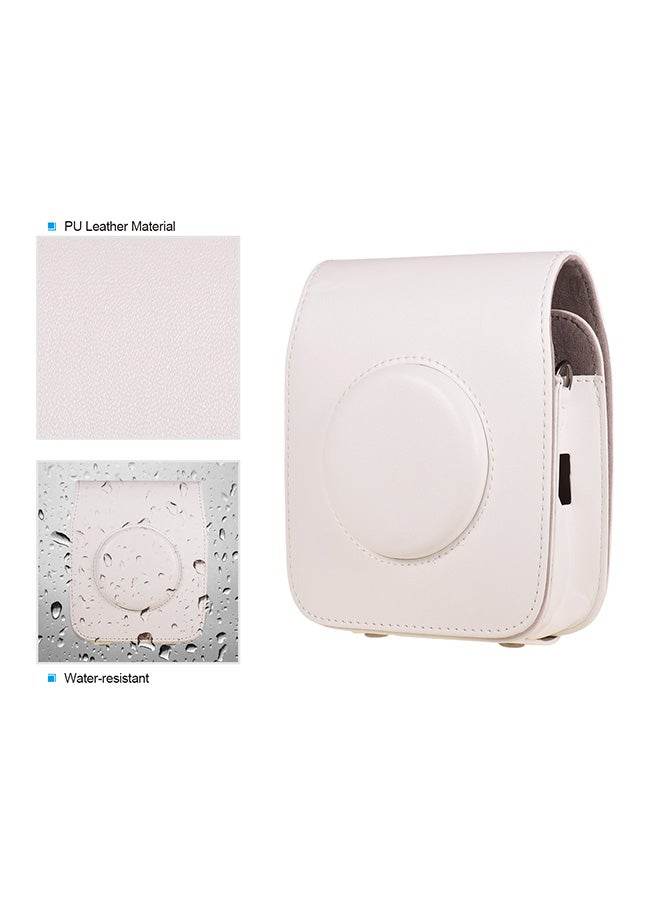Portable PU Leather Camera Case Bag White  - Image 4