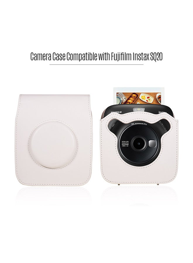 Portable PU Leather Camera Case Bag White  - Image 2