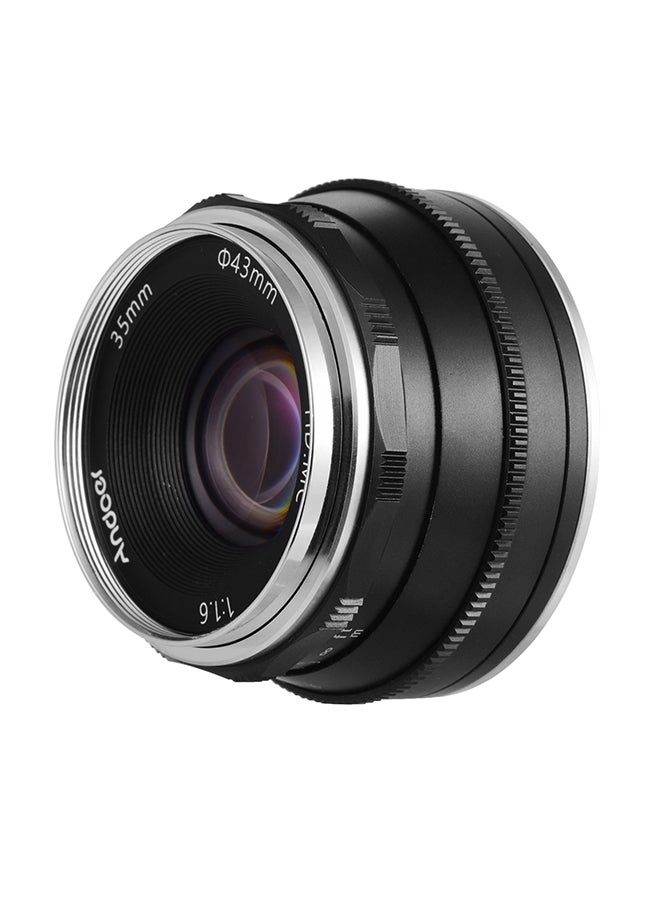 ANDOER 35mm F1.6 Manual Focus Lens 3.5cm Black/Silver  - Image 1