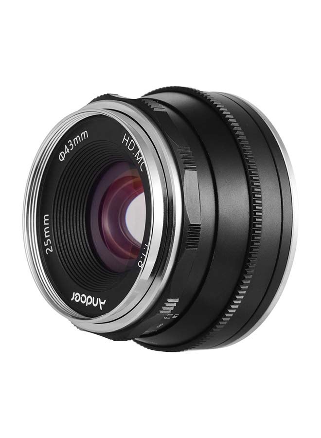 ANDOER 25mm F1.8 Manual Focus Lens 5.5x3.8cm Black  - Image 1