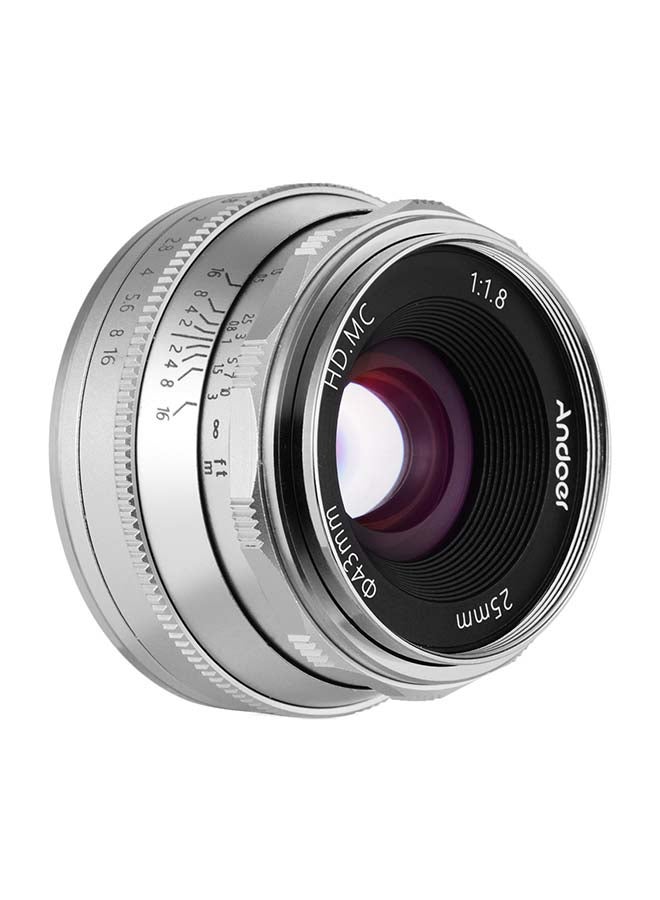 ANDOER F1.8 Manual Focus Camera Lens Silver/Black 