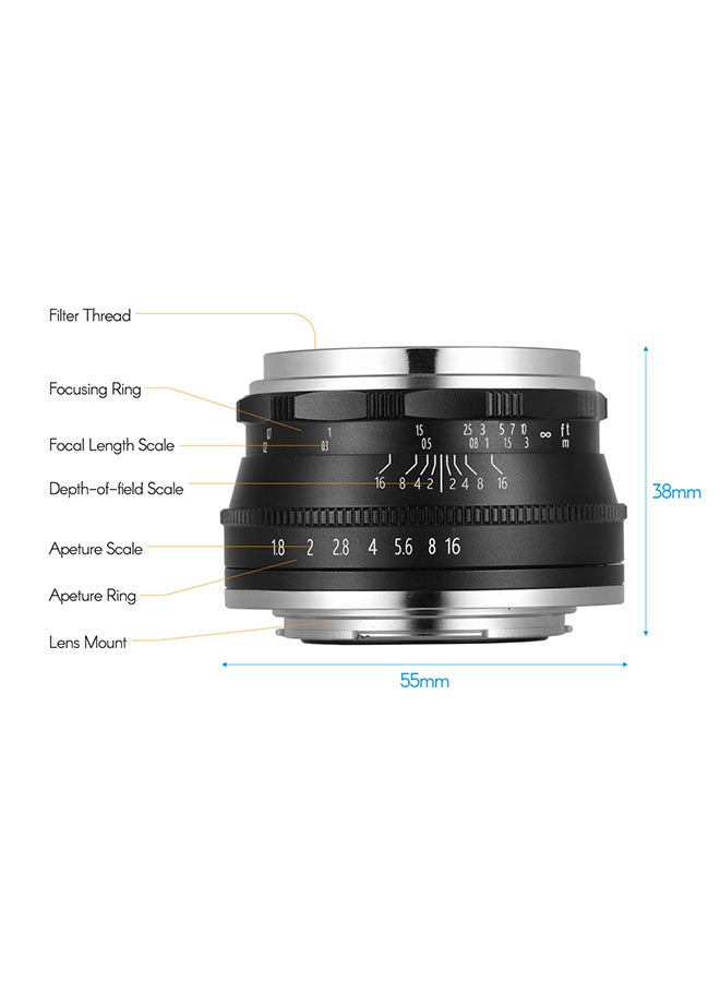 ANDOER 25mm F1.8 Manual Focus Lens 3.8x5.5cm Black  - Image 5