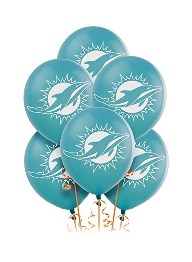 Amscan 6-Piece Miami Dolphins Printed Latex Balloon Set 12inch - Image 1