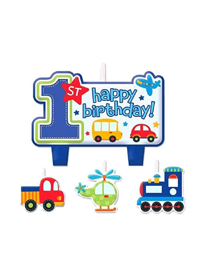 أمسكان مجموعة شموع بطبعة " 1st Happy Birthday" من 4 قطع طراز 170215 - Image 1