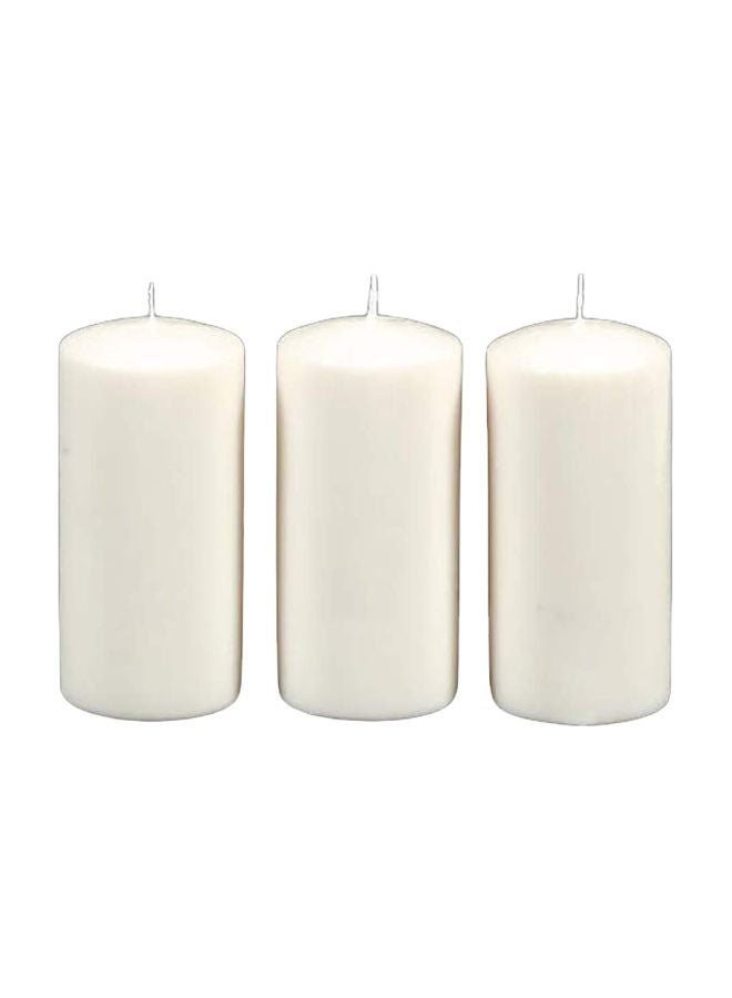 داريس طقم شموع عمودية غير معطرة مكون من 3 قطع. أبيض 5.8x2.8بوصة - Image 1