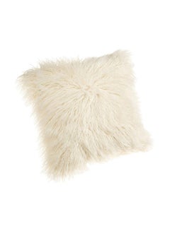 Mongolian Faux Fur Throw Pillow White 18x18inch