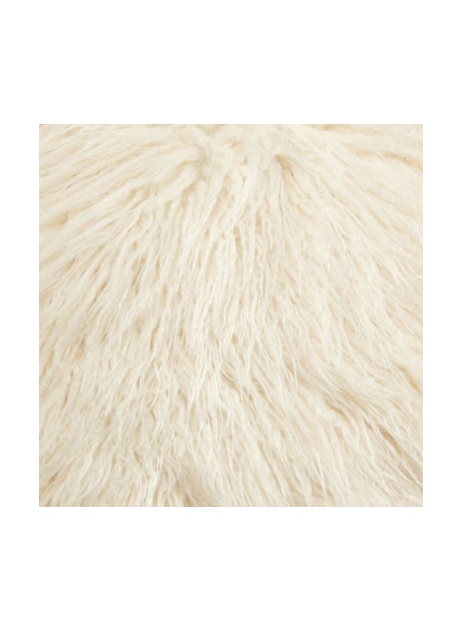 Brentwood Originals - Mongolian Faux Fur Throw Pillow White 18x18inch - Image 1